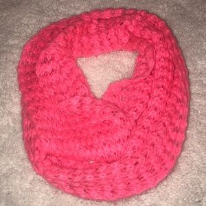 Pink cozy scarf.